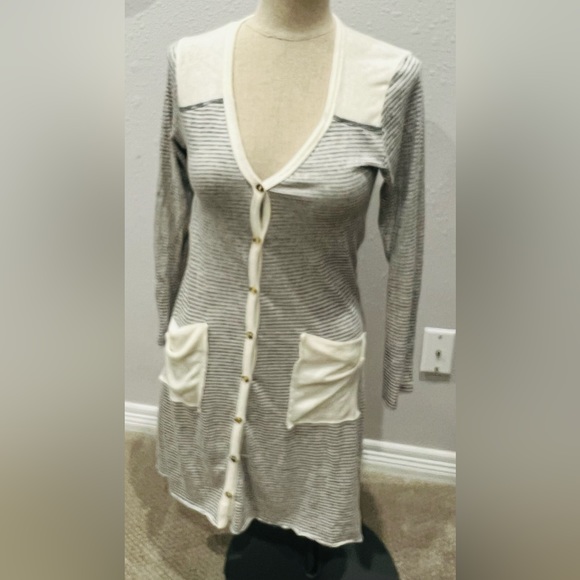 Striped V-Neck Cardigan Sweater - Picture 1 of 3